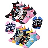 Sintege 10 Pairs Teacher Socks Bulk Unisex Novelty Cotton Ankle Socks Teacher Appreciation Gift for Graduation School Party Supplies