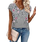 Zeagoo Womens Tops Short Sleeve V Neck Shirts Summer Dressy Casual Business Clothes Work Blouses Fashion Clothing Outfits