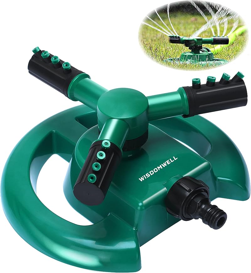 Garden Sprinkler 360° Rotating 3-Arm Automatic Lawn Watering System
