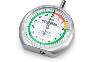 Steelman Dial-Type Color-Coded Tread Depth Gauge, Identifies Tire Wear, Durable Powder-Coated Zinc Alloy Casing for Professio