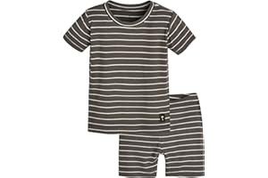 moimoln Stripe Pajamas Set 12M-8Y Ribbed Unisex Baby & Toddler, Soft Viscose, Snug-Fit, Everyday Sleepwear