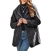 Vipwest Womens Fleece Jacket Hooded Winter Warm Full Zip Long Sleeve Sherpa Jacket Coat Outerwear with Hood (S-5XL)