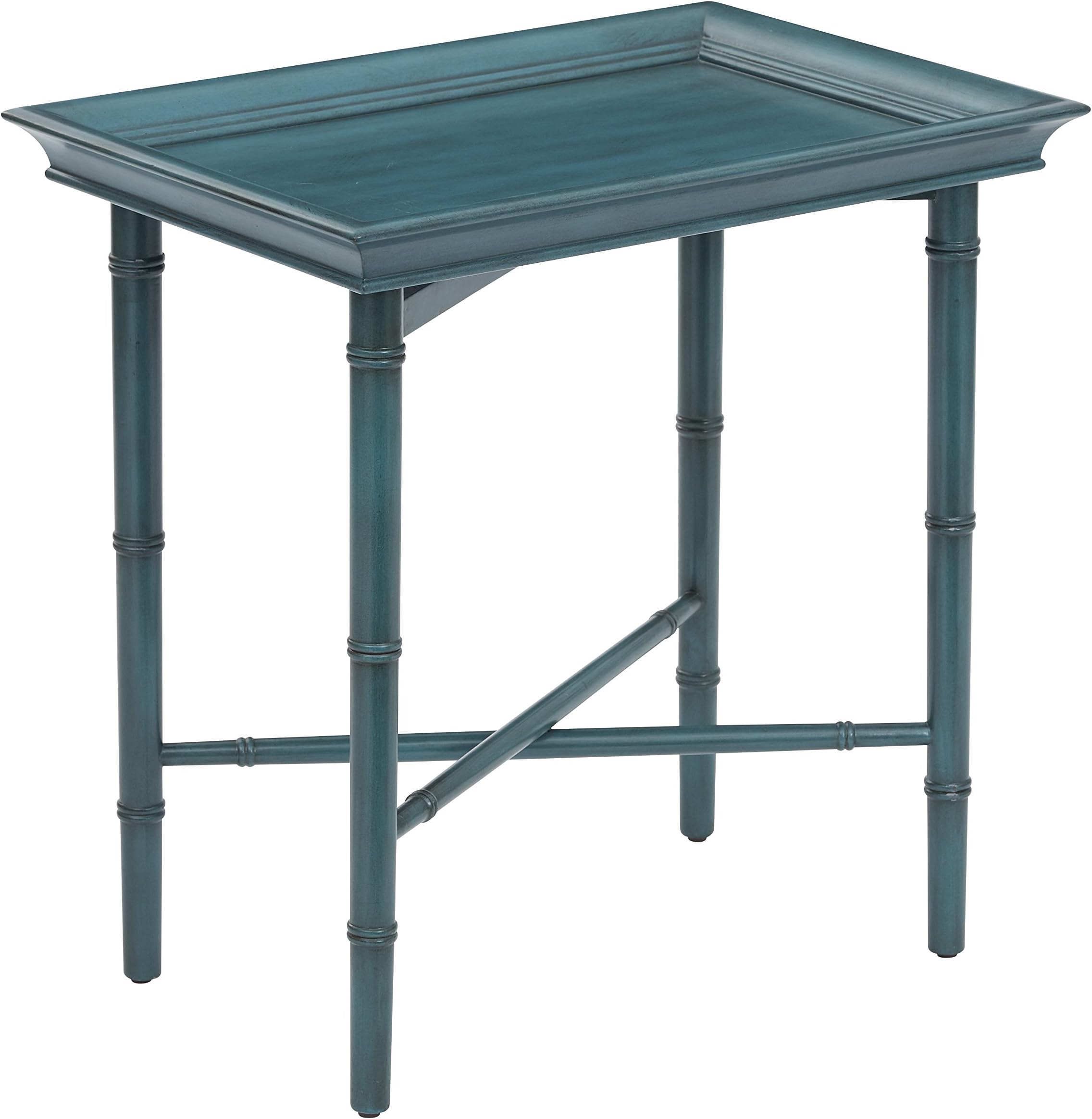 Office Star Salem 2-Piece Solid Wood Folding Serving Tray, Blue