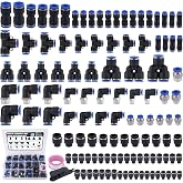 Ailbiuko 120 PCS Pneumatic Quick Connect Air Hose Fitting Assortment Kit | 1/8" 1/4" 3/8" 1/2" NPT Thread Push to Connect Fittings,Air Line Quick Connect Quick Release Fitting Assortment Kit
