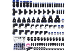 Ailbiuko 120 PCS Quick Connect Air Hose Fitting Assortment Kit,1/8" 1/4" 3/8" 1/2" NPT Thread Push to Connect Fittings Pneumatic Air Line Quick Connect Quick Release Fitting Kit