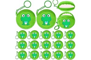 Elecrainbow 15 Pack Frog Mini Coin Purses with Keyring for Green Frog Lover,Baby Shower,First Birthday Reptile Camping Decoration,Green