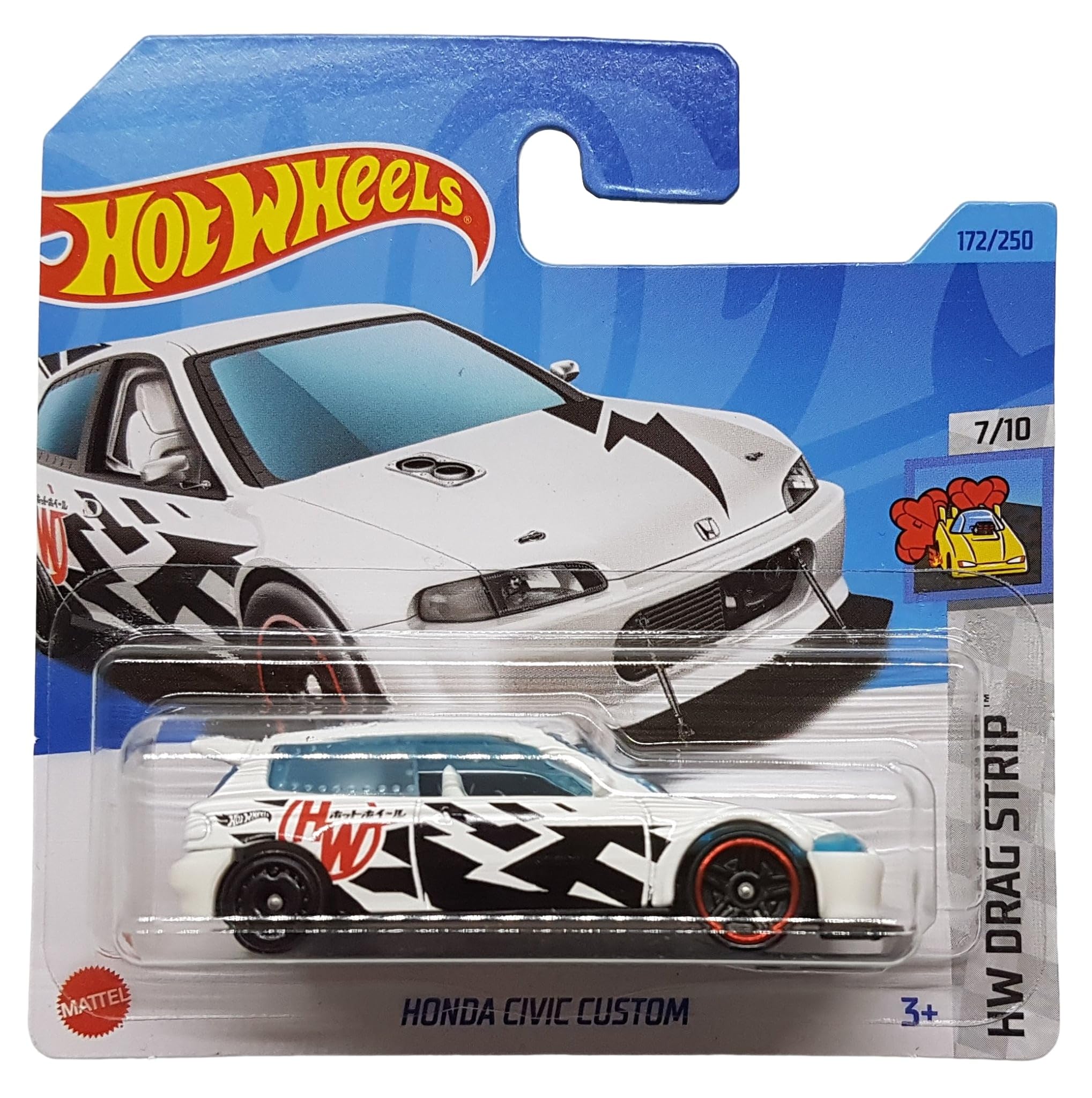 Hot Wheels - Honda Civic Custom - HW Drag Strip 7/10 - HKH33 - Short Card - White - Mattel 2023