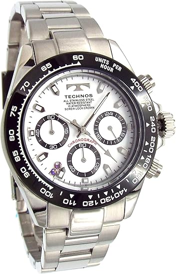 Amazon Technos テクノス 限定品 幸運のスワロフスキークロノグラフ メンズ腕時計 ホワイト サイズ調節工具付き Tsm411tw Sw メンズ腕時計 腕時計 通販