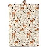ICAAV Whimsical Small Deer Blanket 50×60 Inch,Woodland Illustration Style Lightweight Flannel Throw with Autumn Fawn and Wildflower,Neutral Fall Home Decor,Gifts for Girls,Women