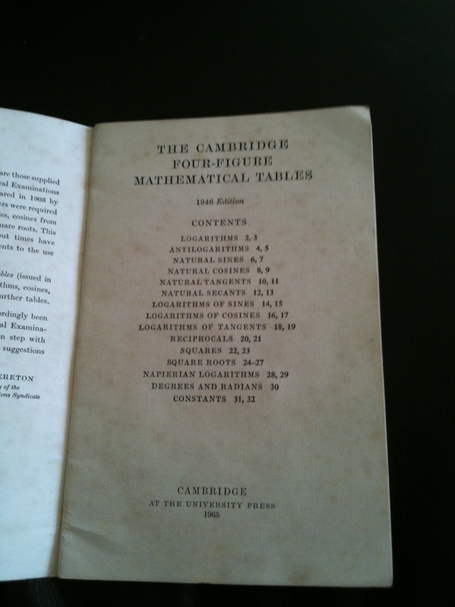 (Maths Four-Figure ... Comm Tables Cambridge Mathematical The