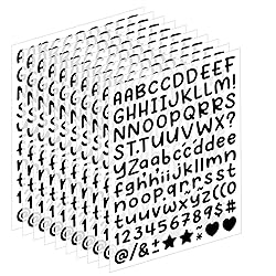 1180 Pcs Letter & Number Stickers – 10 Sheets 0.5