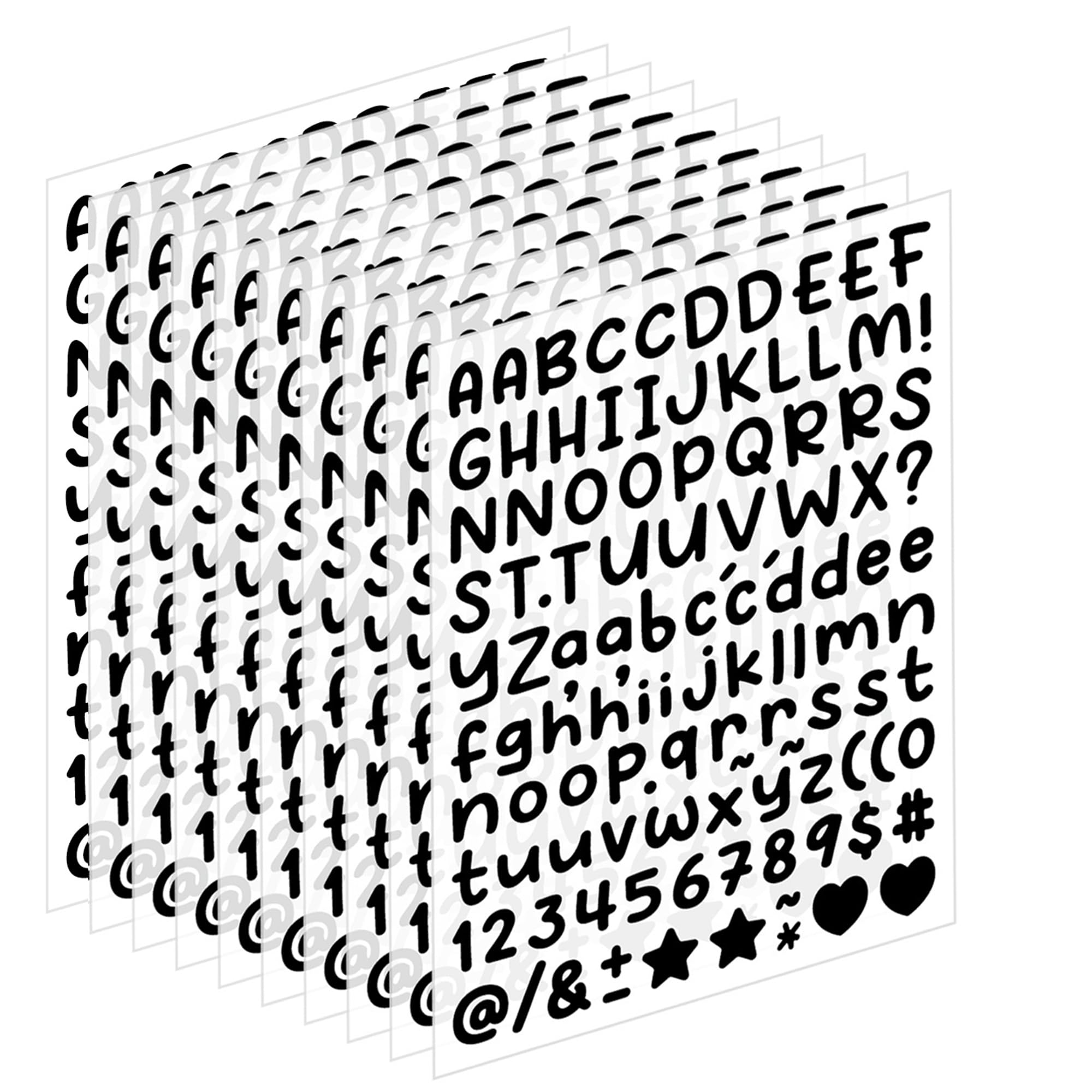 1180 Pcs Letter & Number Stickers – 10 Sheets 0.5