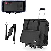 CURMIO Rolling Desktop Computer Carrying Case with Wheels, Double Layers Computer Tower Travel Bag with Detachable Dolly for