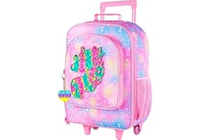 AGSDON Kids Luggage for Girls, Cute Unicorn Rolling Suitcase Wheels for Children Toddler