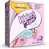 Wyler’s Light Singles To Go Water Drink Mix, 30 Sticks, V1 Fun Flavors Pack (Cotton Candy, Mermaid, Peach Ring, Unicorn), Sugar Free, Low Calorie