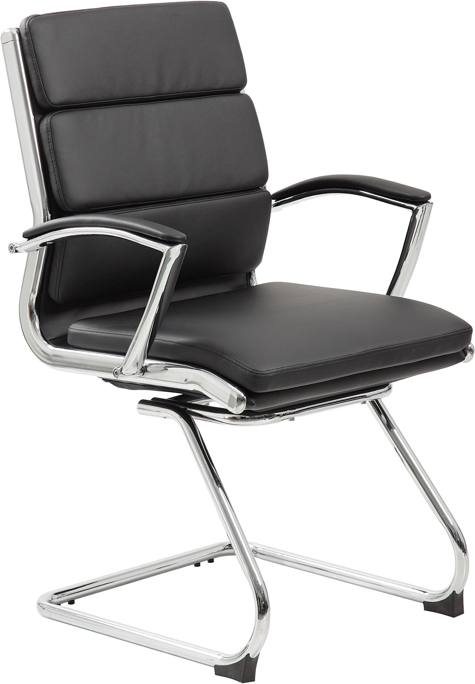 Boss Office Products Executive Mid Back CaressoftPlus Chair with Metal Chrome Finish in Black
