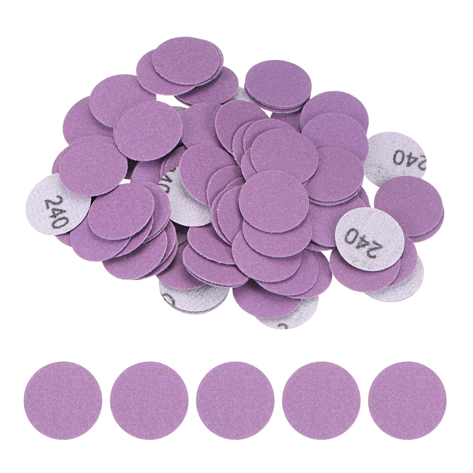 Kozelo 100pcs Premium Sanding Discs Hook and Loop - [1 Inch x 240 Grits] Purple Sandpapers Mini Size for Jewelry Wood Metal Polishing