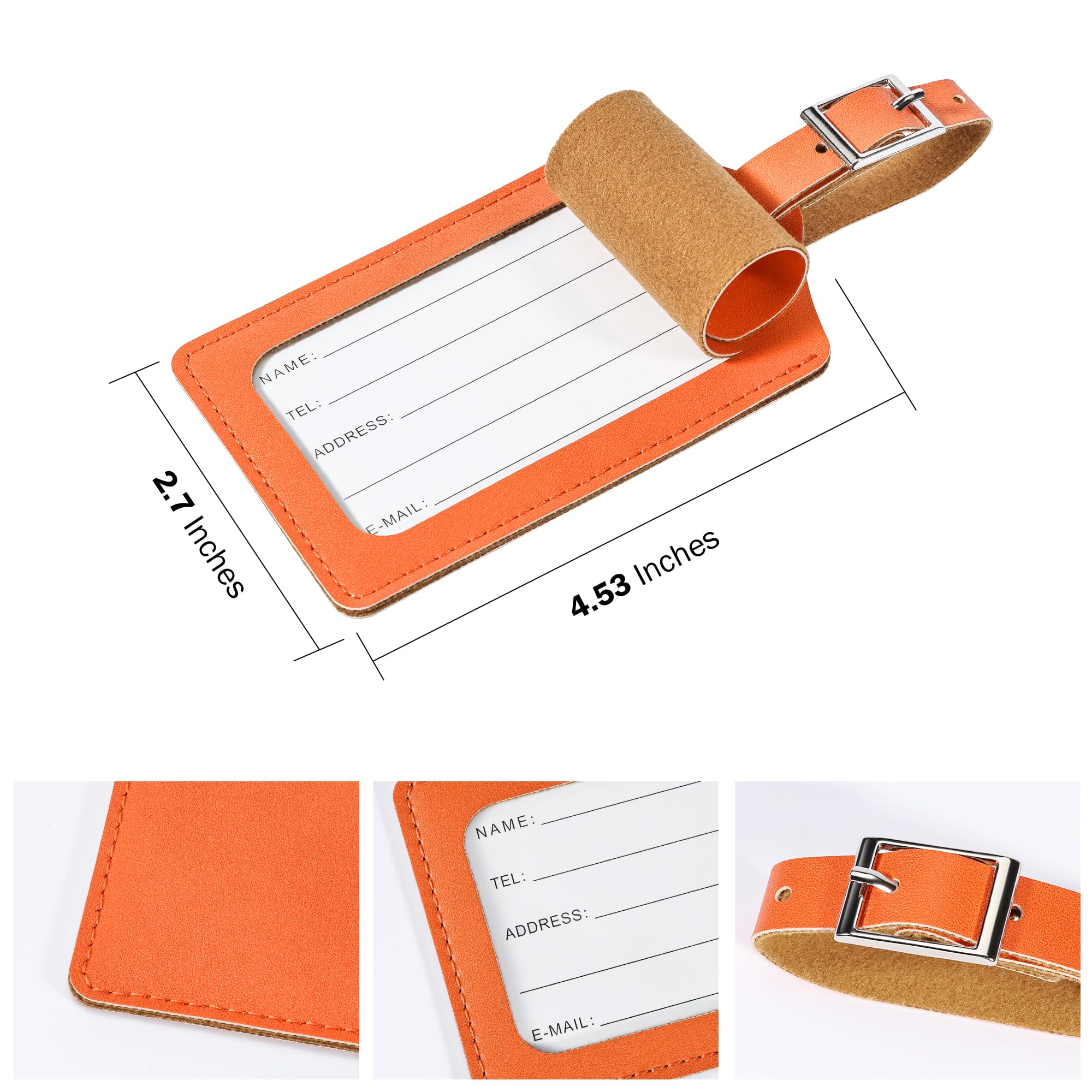 Travelambo Luggage Tags for Suitcases PU Leather Travel Tags Bag Tags Privacy Protection Travel Essentials