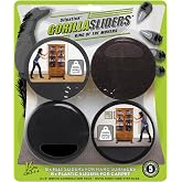 Slipstick GorillaSliders Premium Furniture Sliders for All Floor Surfaces (16 Piece Moving Kit) Reusable 3.5&rdquo; Round Furniture Movers for Sliding Furniture on Hardwood &amp; Carpet, Black, CB13-1-16