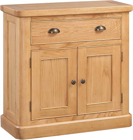 Everest Oak 2 Door 1 Drawer Small Sideboard With Modern Wax Finish