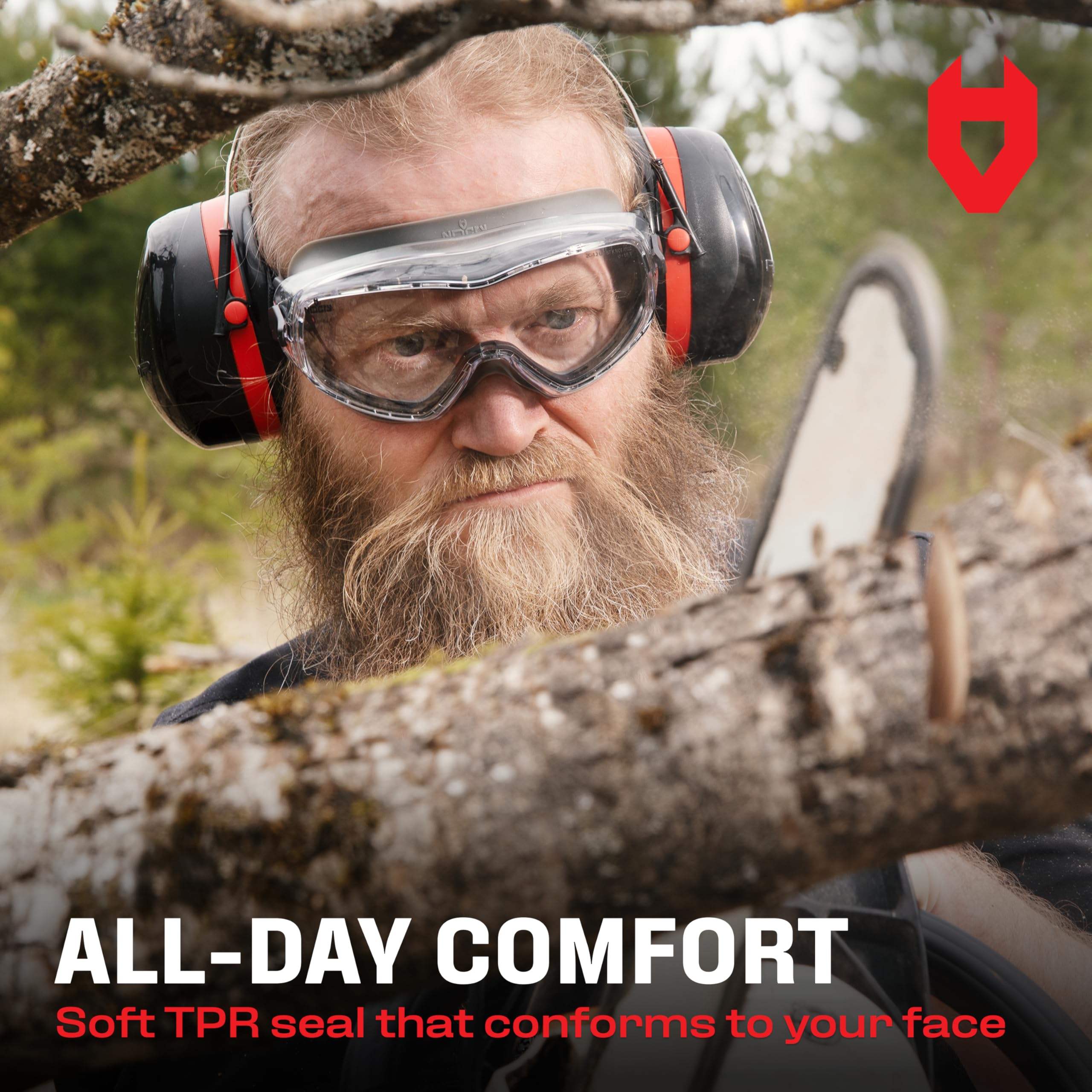 NoCry Anti Fog Safety Goggles for Men and Women with Premium Anti Scratch Coating - Vented Panoramic Lab Goggles; ANSI Z87 Certified Lab Safety Goggles, Eye Protection Goggles with Adjustable Headband