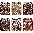 ALVABABY Baby Cloth Diaper 6 Pack with 12 Inserts One Size Cloth Diaper Covers Adjustable Washable Reusable for Baby Girls and Boys