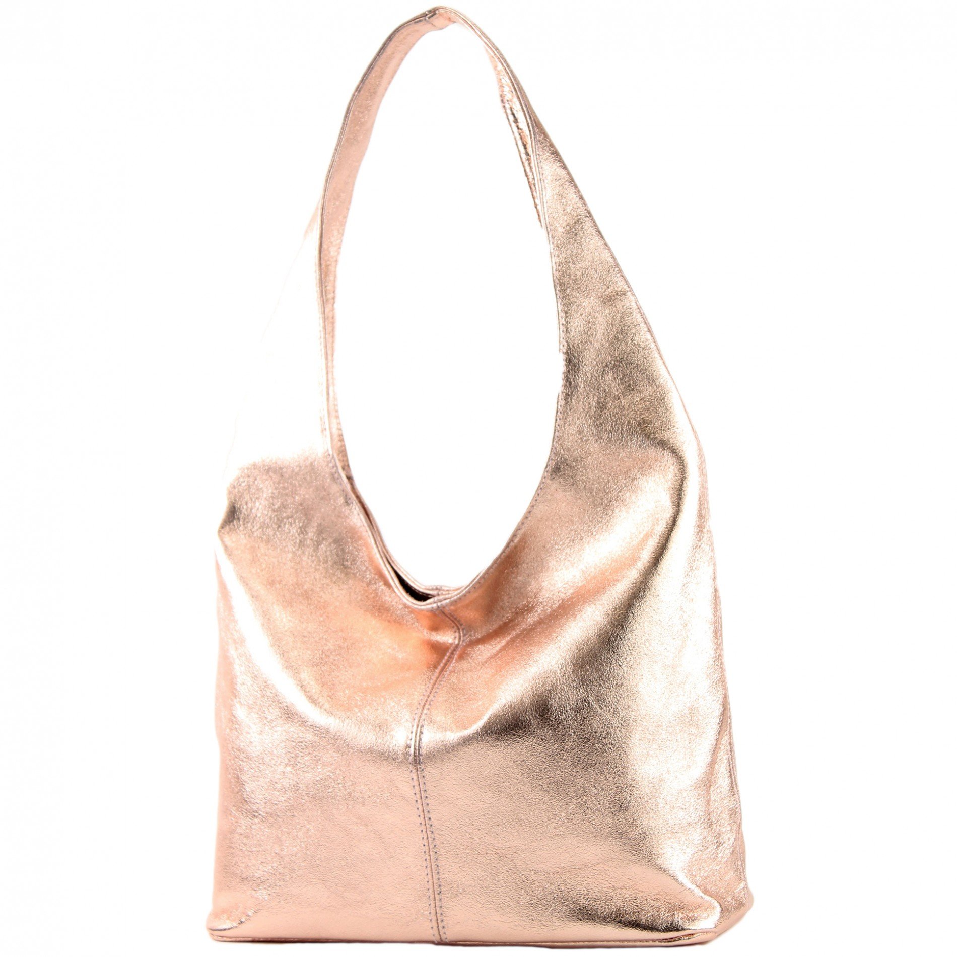 modamoda de - ital. Leather Bag Shoulder Bag Shoulder Bag Damentasche Wildleder T150, Colour:Rosé metallic