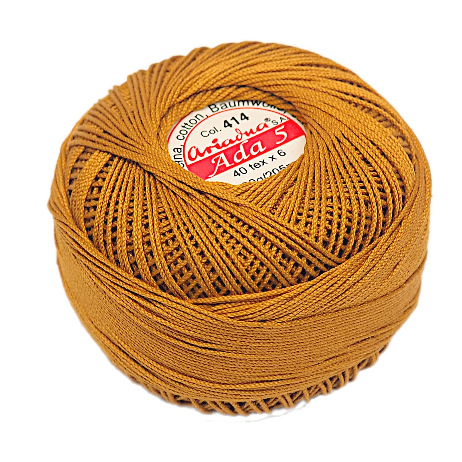Earth Colors Cotton Crochet Yarn 224yd/205m Fine Thread Size 5 Double Mercerized 1.76oz/50g (Gingerbread 414)