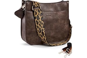 HKCLUF Crossbody Bags for Women Trendy Vegan Leather Hobo Handbags With 2PCS Adjustable Guitar Strap Shoulder Bucket Bags