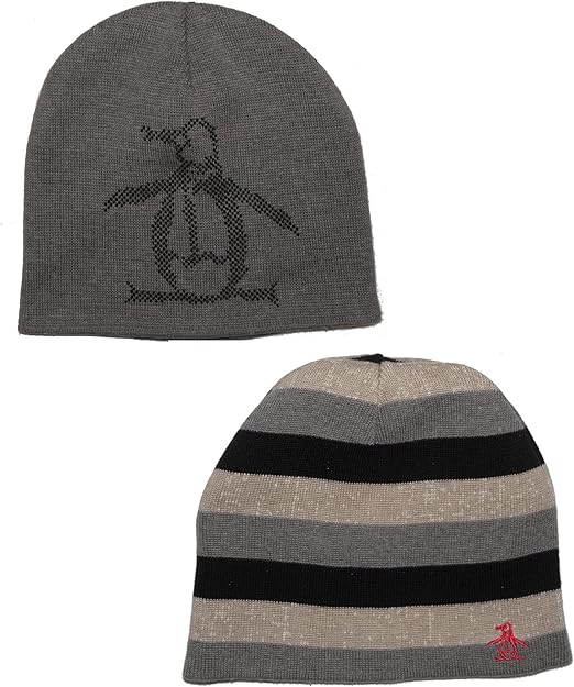 Original Penguin Mens Reversible Beanie Hat Grey One Size Amazon.co.uk