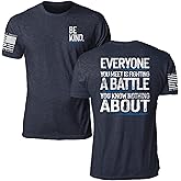 Til Valhalla Project Be Kind Graphic T-Shirt for Men | Men&rsquo;s Apparel, Mental Health Awareness, Gifts for Men, American Flag Graphic Tee for Men, Patriotic Shirts, Veteran Owned