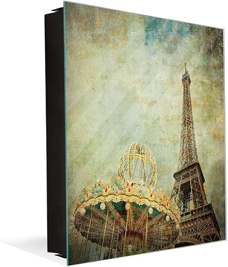 Decorative Key Box With Magnetic Glass Dry Erase Board K08 Eiffel