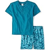 The Children's Place boys Short Sleeve Top and Shorts 2 Piece Pajama Set