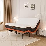 ESHINE Adjustable Bed Frame with Mattress + 12 Inch Memory Foam Mattress, Bluetooth APP Control, Wireless Remote, Zero Gravity, Anti Snore, King, Head and Foot Incline, 2000 Series