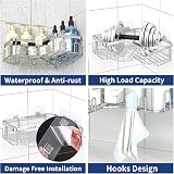 Menbyci 3 Pack Corner Shower Caddy with Adhesive Hooks, Rustproof 304 Stainless view 5