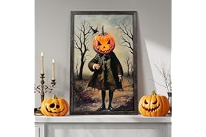 SUONENGONGYI Halloween Wall Decor,Vintage Halloween Wall Art Prints Including Wooden Frame,Framed Printing Decoration Vintage Spooky Art Poster for Living Room Bedroom Home Decoration