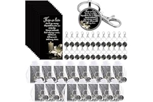 Junkin Funeral Favors for Guest Including Remember Keychain Prayer Cards Organza Bags for Memorial Celebration of Life(Black,48 Sets)