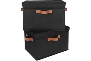 GRANNY SAYS Storage Bins with Lids, Pack of 2 Black Storage Boxes, Closet Storage Bins, Closet Organizers and Storage for Clo