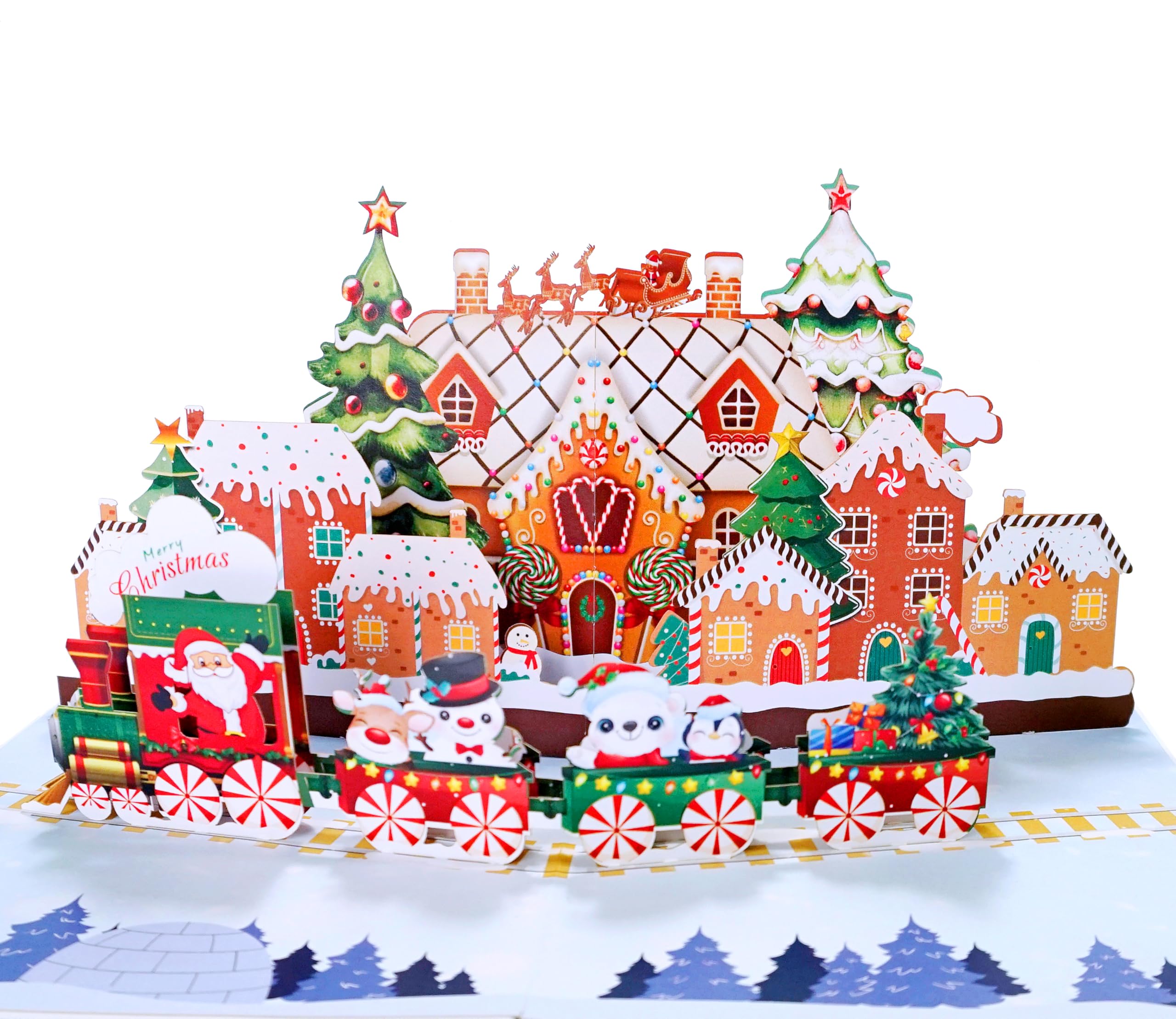 CUTPOPUP Gingerbread Town Christmas Cards 2024, 3D Xmas Cards 2024, Merry Christmas Pop Up Cards for Her, Him, Wife, Husband, Mom, Dad, Everyone, Family Members (Gingerbread Town) US8-CN291UK