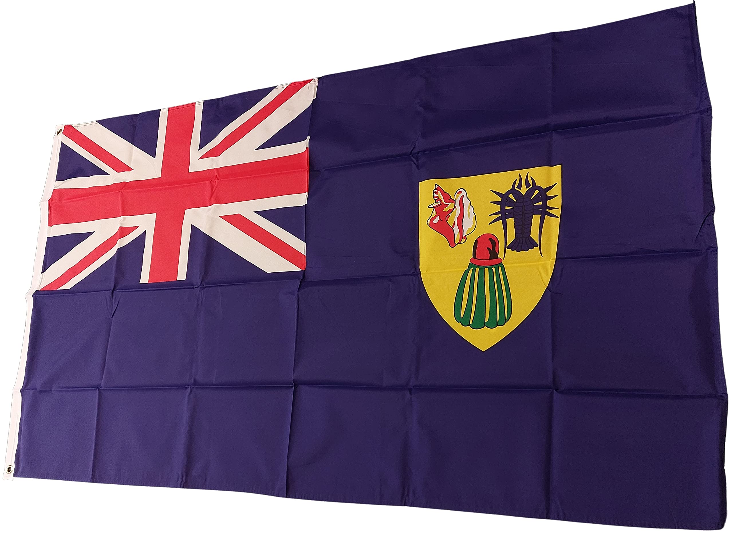 NWFlags Turks and Caicos Flag 5ft x 3ft 75d Premium Polyester Suitable For Flagpoles | Strong Polyester 5x3 foot material Turks and Caicos flag with Eyelets
