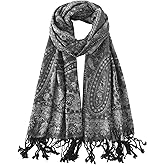 Paisley Pashmina Rave Shawl Scarf-Women's Reversible Ethnic Jacquard Pashmina Wraps for Travel
