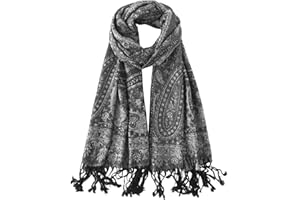Nonakgado Paisley Pashmina Rave Shawl Scarf-Women's Reversible Ethnic Jacquard Pashmina Wraps for Travel