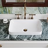 DeerValley Bathroom Vessel Sink, 19.29'' x 11.81'' x 4.72'' Semi Recessed Bathroom Sink Rectangular White Ceramic Sinks for B