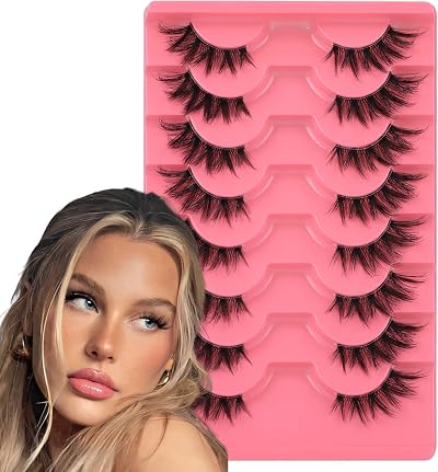 Mavphnee Half Lashes Fox Style 8 Pairs Natural Clear Band 3D PBT False Eyelashes