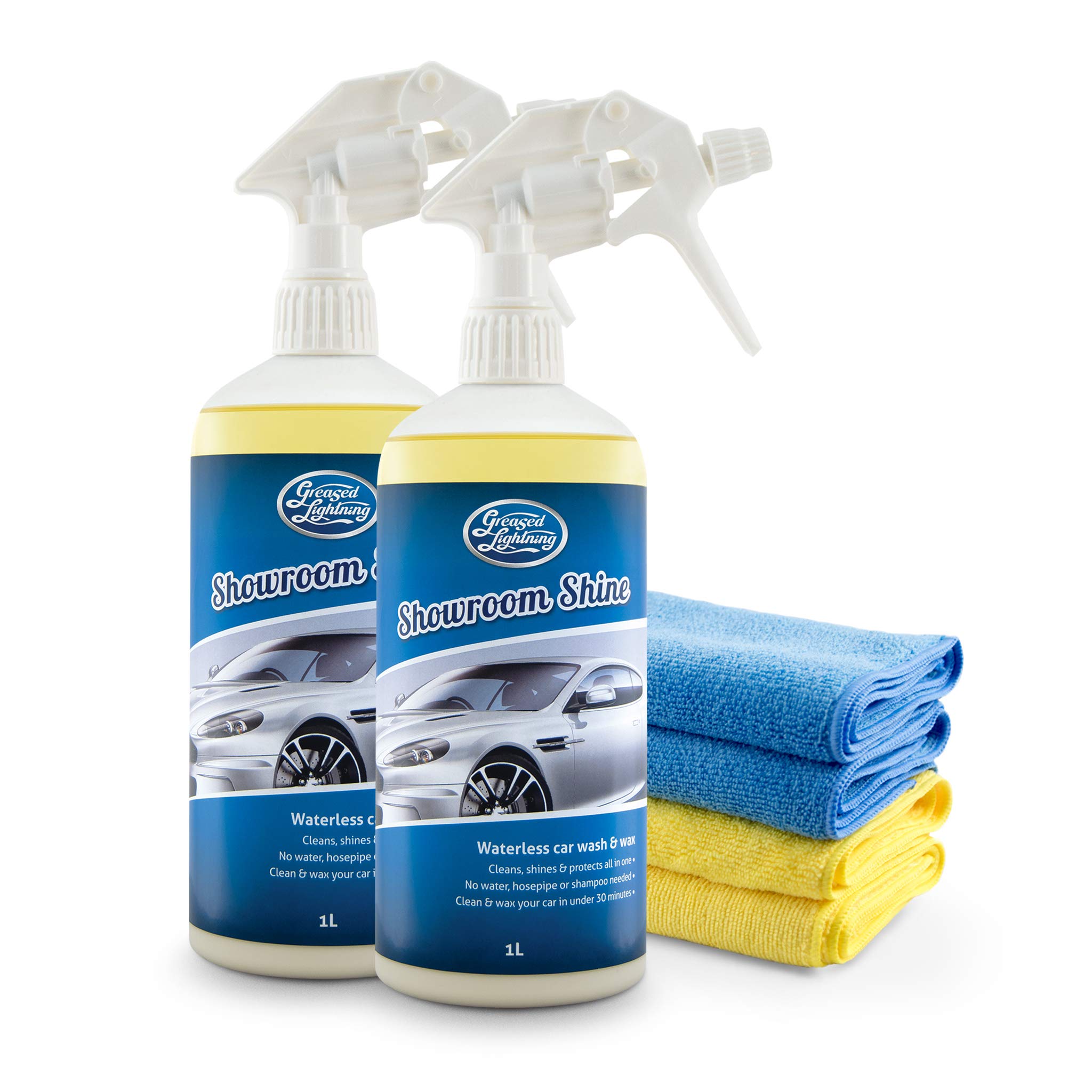 Greased Lightning Showroom Shine 2 X 1ltr 4 Cloths Waterless Car Polish Buy Online In Cayman Islands At Cayman Desertcart Com Productid 50539459