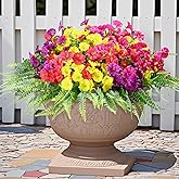 Pinenoya 16 Bundles Outdoor Artificial Fake Flowers UV Resistant No Fade Plastic Faux Morning Glory Silk Flowers Plants for Home Garden Porch Patio Window Box Farmhouse Hanging Décor