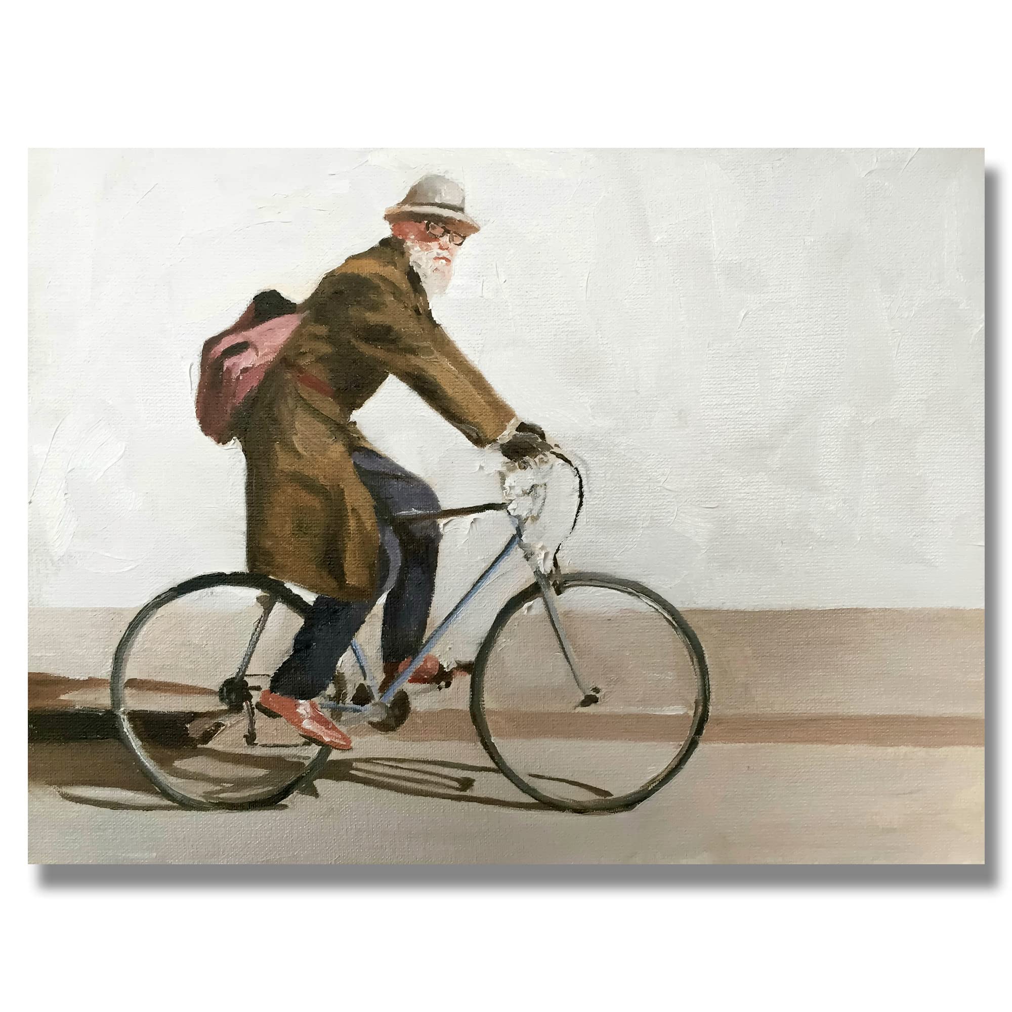 James Coates - Man on Bicycle Art Print Poster Wall Art 16 x 12 inches (A3)