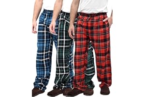 Andrew Scott Men's 3 Pack Cotton Flannel Fleece Brush Pajama Sleep & Lounge Pants