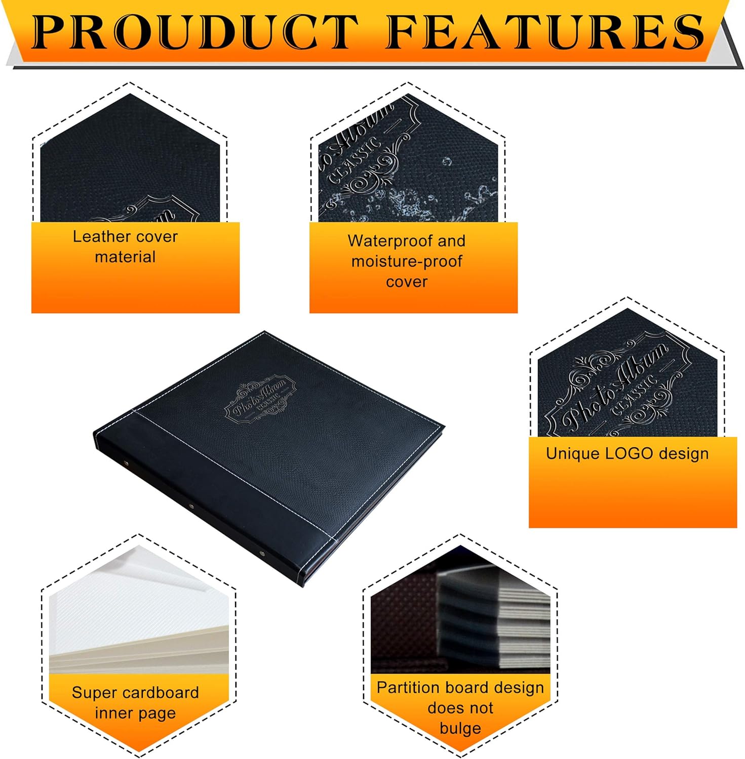 ZOVIEW ART Photo Album Holds 3X5, 4X6, 5X7, 6X8, 8X10 Photos, Leather Cover, Magnetic Self-Stick Page, Hand Made DIY Albums (Black, Large): Home & Kitchen