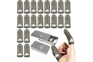 JWH Ultra-Thin Pure Silver Fiber Gaming Finger Thumb Sleeve, Silky Sensitivity,20 Pack Guantes para Dedos dedales Gamer profesionales,with 2 pcs Storage Box,Dedales Gamer,for PUBG Gaming Cots​ Gloves